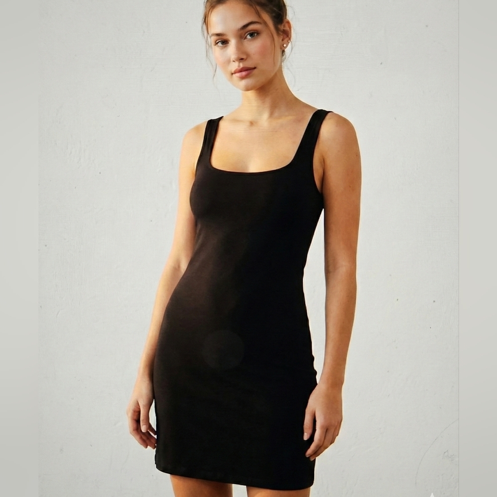 NWT j crew black square neck dress XL Minimalist Chic